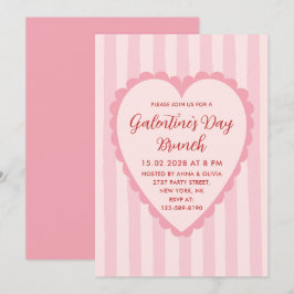 Pastel Red Pink Hand Drawn Galentine's Day Brunch Einladung