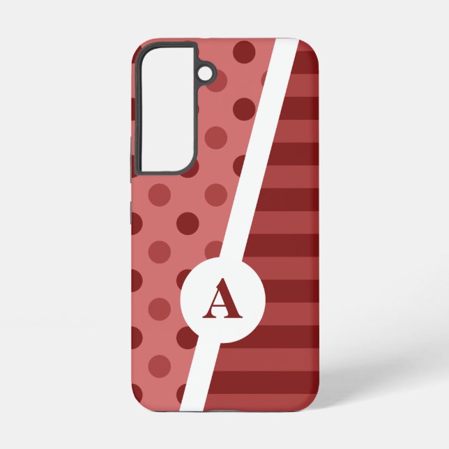 Pastel Red Polka Dot and Strip Pattern Samsung Galaxy Hülle (Rückseite)