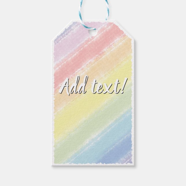 Pastel-Regenbogen-Aquarellfarbe Geschenkanhänger (Vorderseite)