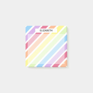 Pastel-Regenbogen-Diagonale Streifen Personalisier Post-it Klebezettel