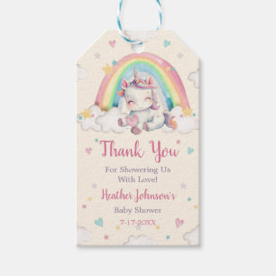 Pastel-Regenbogen-Einhorn-Baby-Party Geschenkanhänger