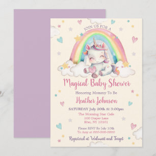 Pastel Regenbogen Einhorn Baby Shower Einladung
