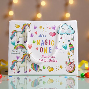 Pastel Regenbogen Einhornmagie eines Geburtstags Große Geschenktüte