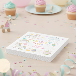 Pastel Regenbogen Einhornmagie eines Geburtstags Serviette