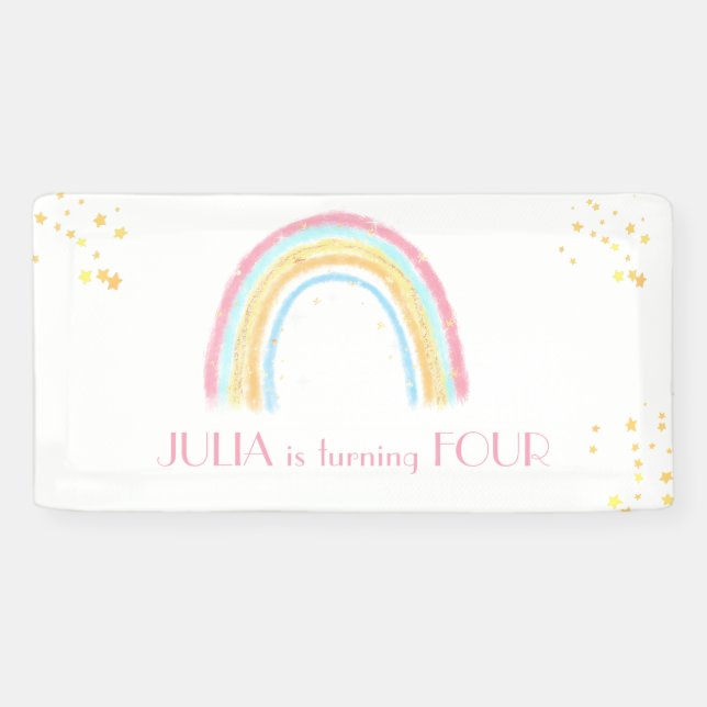 Pastel Regenbogen funkelnd Geburtstag Banner (Horizontal)