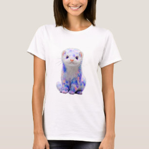 Pastel-Regenbogen-Galaxie-Frettchen-Frauen T-Shirt