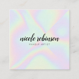 Pastel Regenbogen holografischer, moderner Makeup- Quadratische Visitenkarte