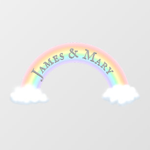 Pastel-Regenbogen mit Wolken Niedlich Personalisie Fensteraufkleber