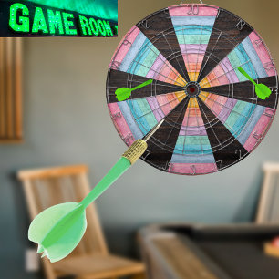 Pastel-Regenbogen-Rustikale Holzton-Steeldartboard Dartscheibe