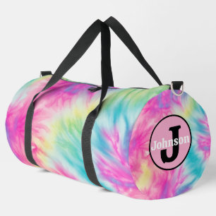 Pastel-Regenbogen-Tie-Dye-Mädchen-Monogramm person Duffle Bag