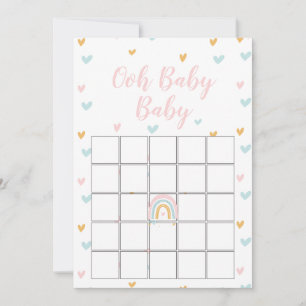 Pastel Regenbogen und Herzen Baby Shower Bingo Kar Einladung