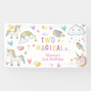 Pastel Regenbogen vereinen zwei magische Geburtsta Banner