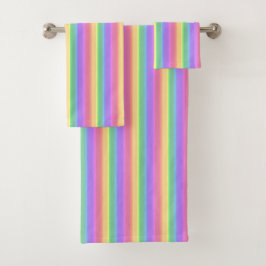 Pastel-Regenbogenstreifen Badhandtuch Set