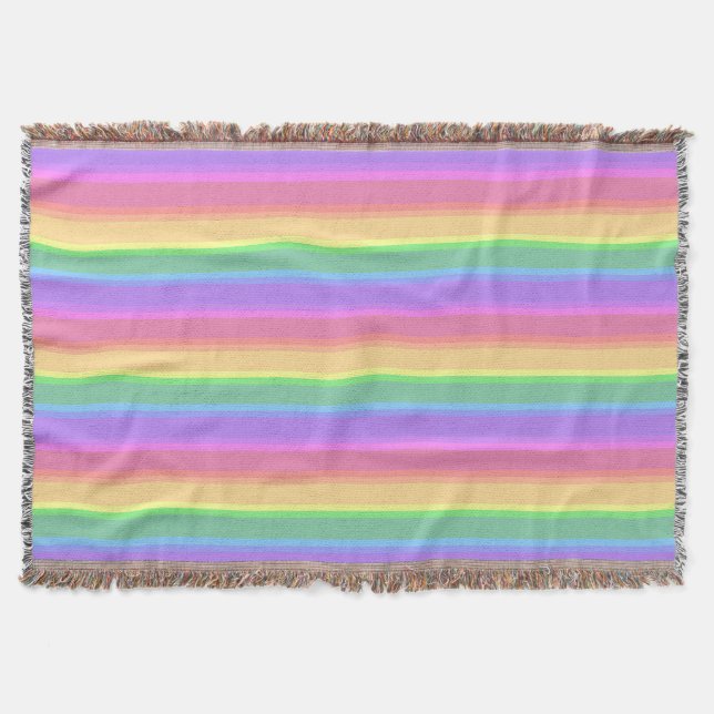 Pastel-Regenbogenstreifen Decke (Vorderseite)