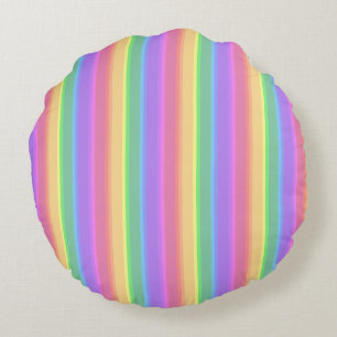 Pastel-Regenbogenstreifen Rundes Kissen