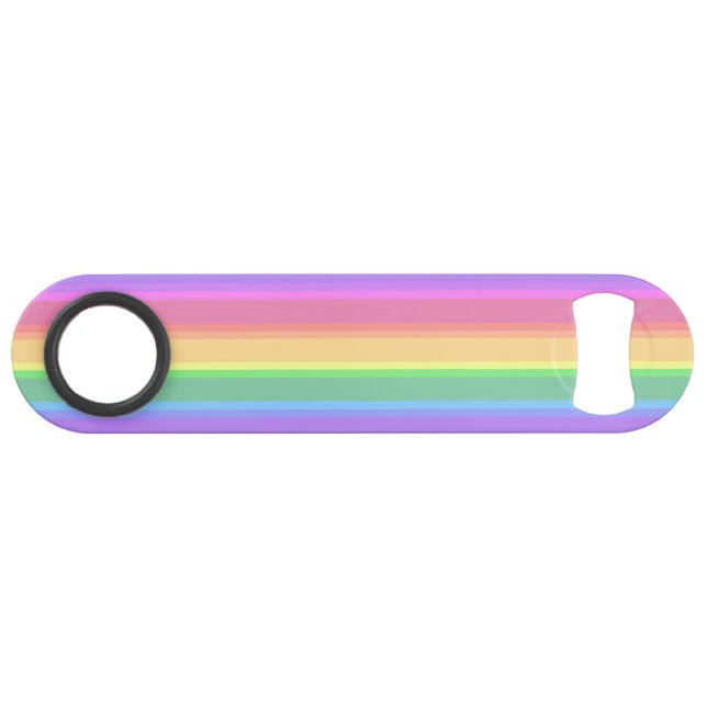 Pastel-Regenbogenstreifen Speed Flaschenöffner (Rückseite Horizontal)