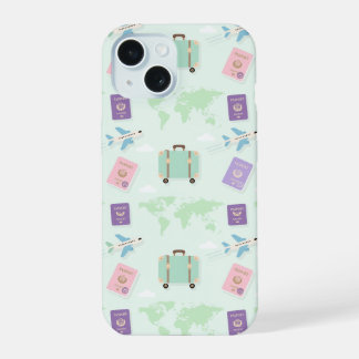 Pastel Reise-Accessoires Doodle iPhone-Hülle – Ges iPhone 15 Hülle