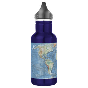 Pastel-Relief-Weltkarte – Personalisiert Edelstahlflasche