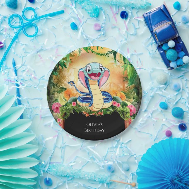 Pastel Reptiles Snake Geburtstag Pappteller (Party)