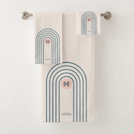 Pastel Retro Abstrakte geometrische Linien Arches Badhandtuch Set