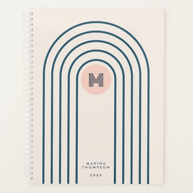Pastel Retro Abstrakte geometrische Linien Arches Planer (Vorderseite)