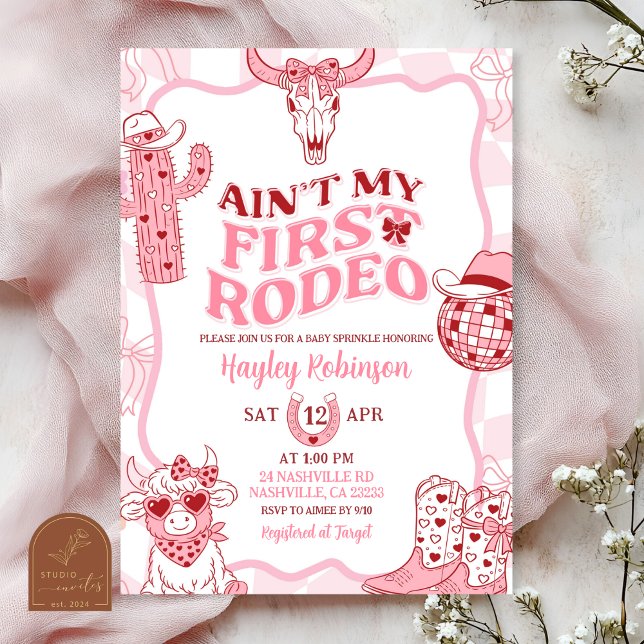 Pastel Retro Ain't My First Rodeo Baby Sprinkle Einladung (Von Creator hochgeladen)