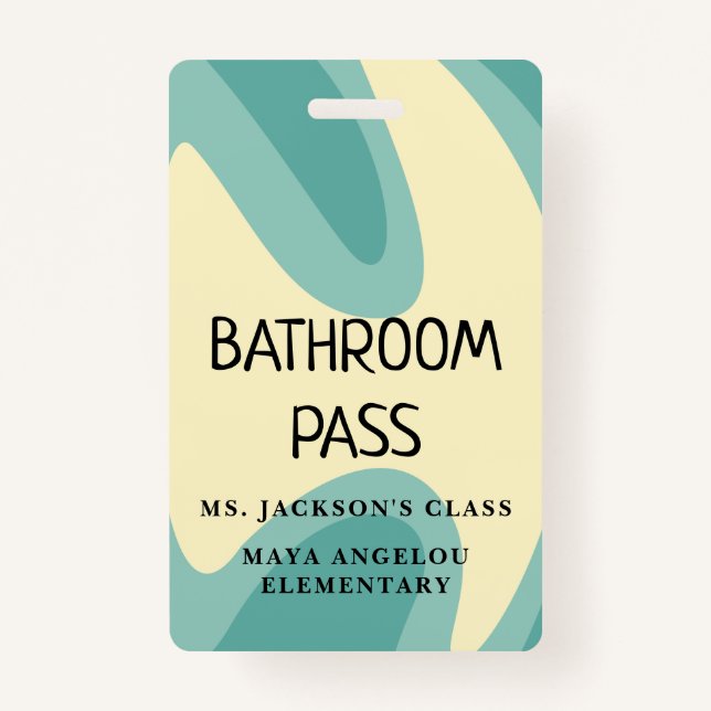Pastel Retro Back To School Bathroom Hall Pass Ausweis (Rückseite)
