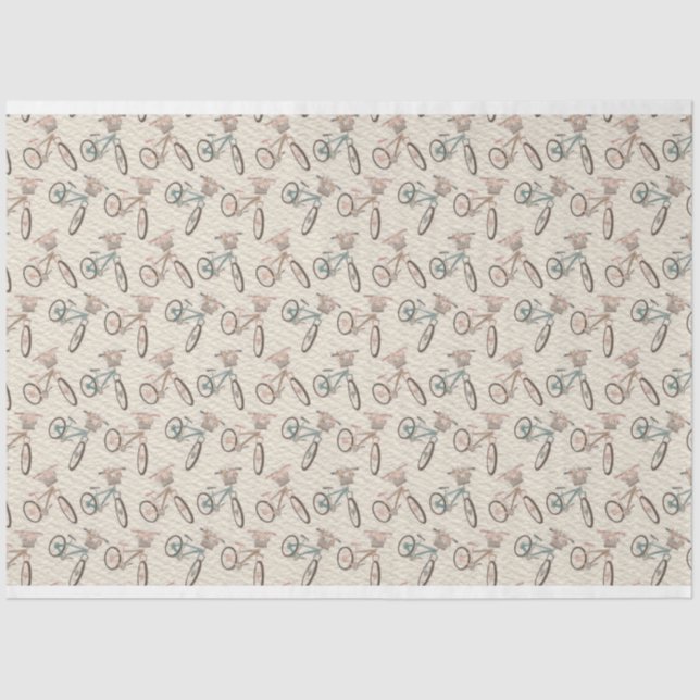 Pastel Retro-Fahrräder mit Blume Seidenpapier (Vorderseite)