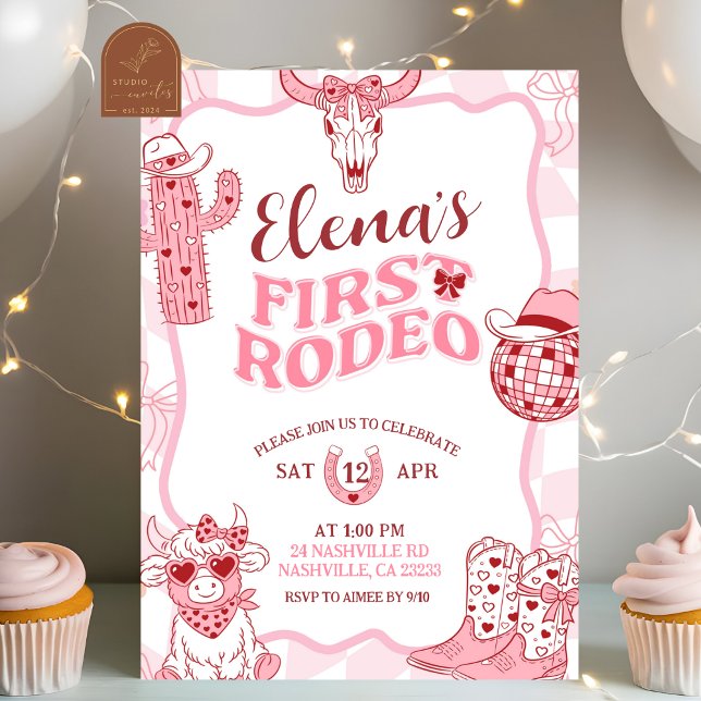 Pastel Retro First Rodeo Birthday party Einladung (Von Creator hochgeladen)