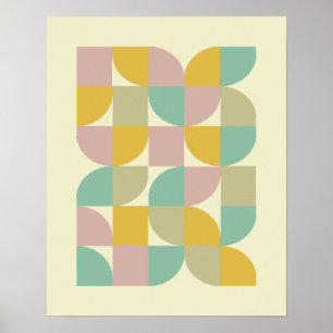 Pastel Retro geometrische Quadrate Petals Mitte Ja Poster