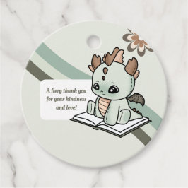 Pastel Retro Green Brown Baby Dragon Danke Geschenkanhänger