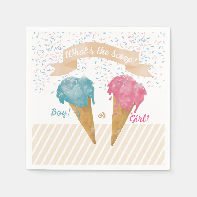 Pastel Retro Ice Cream Gender Reveal Party Serviette (Vorderseite)