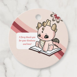 Pastel Retro Pink Brown Baby Dragon Danke Geschenkanhänger
