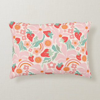 Pastel retro strawberry  dekokissen