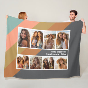 Pastel Retro Strip 8 Foto Collage Girls Wochenende Fleecedecke