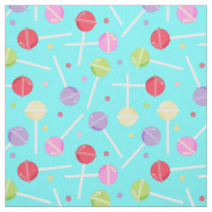 Pastel Retro Sweet Shop Candy Lollipops Muster Stoff
