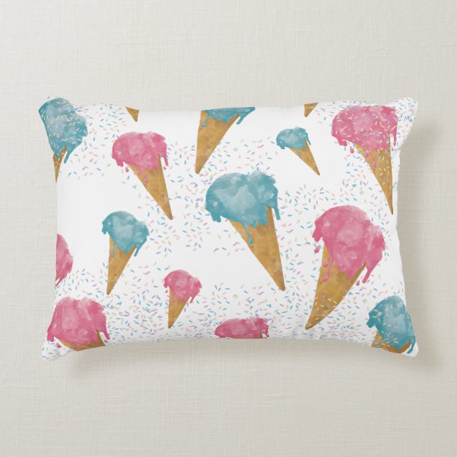 Pastel Retro Wasserfarben Ice Dekokissen (Vorderseite)