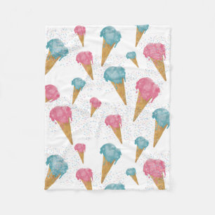 Pastel Retro Wasserfarben Ice Fleecedecke