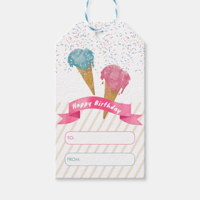 Pastel Retro Wasserfarben Ice Geschenkanhänger (Vorderseite)