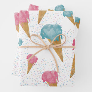 Pastel Retro Wasserfarben Ice Geschenkpapier Set
