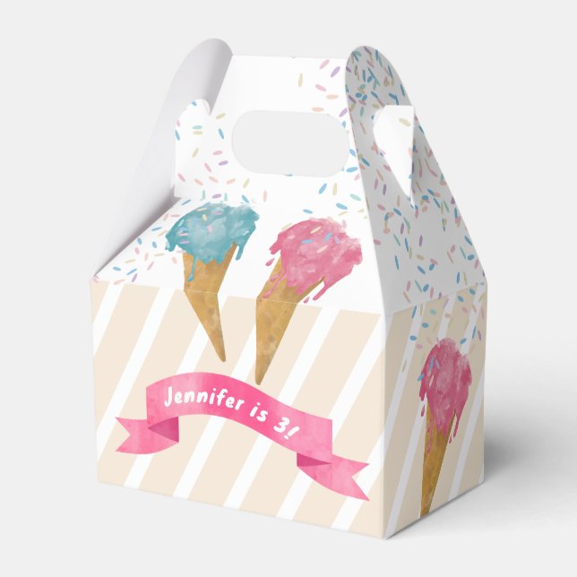 Pastel Retro Wasserfarben Ice Geschenkschachtel (Vorderseite)
