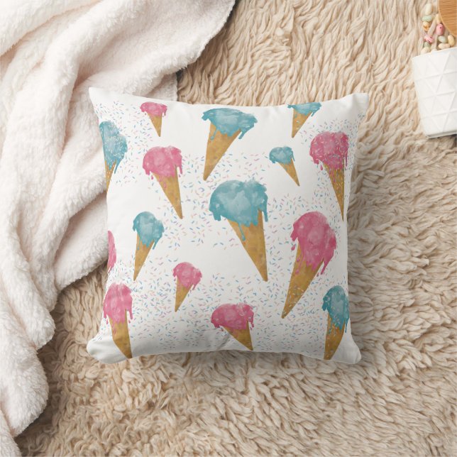 Pastel Retro Wasserfarben Ice Kissen (Decke)