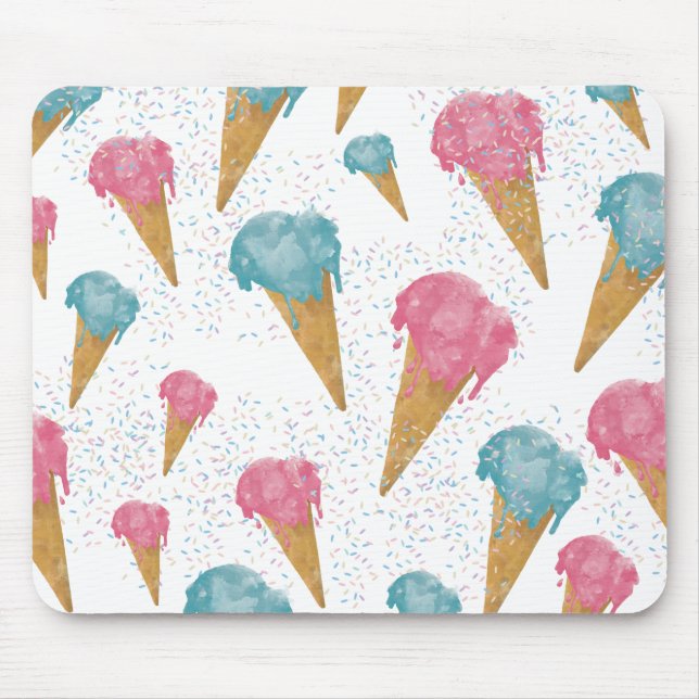 Pastel Retro Wasserfarben Ice Mousepad (Vorne)