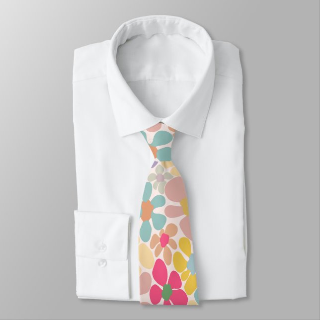 Pastel Retro Wavy-Blume Krawatte (Gebunden)