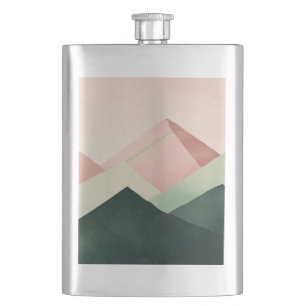 Pastel Ridge – Geometrische Berglandschaft #1 Flachmann