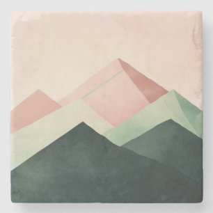 Pastel Ridge – Geometrische Berglandschaft #1 Steinuntersetzer