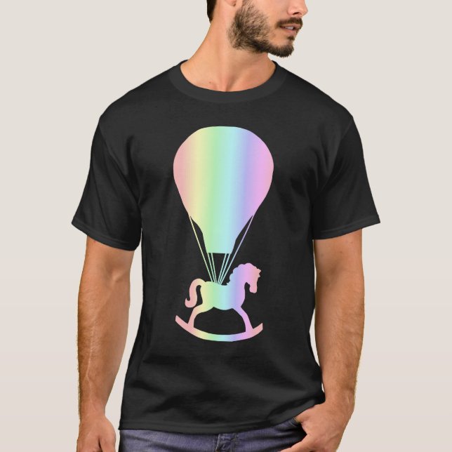 Pastel Rocking Pferd Kinder Kinderzimmer Heißluftb T-Shirt (Vorderseite)
