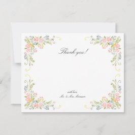 Pastel Rococo Garden Ornate Floral Wedding Dankeskarte