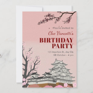 Pastel rosa japanische Blüte Geburtstag Einladung