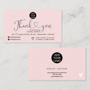 Pastel rosa moderne einfache Logo-Bestellung Viele Visitenkarte